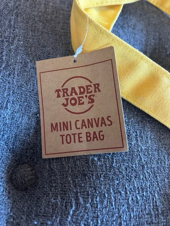 Trader Joe's Yellow & Cream Canvas Tote Bag - Picture 2 of 6